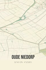 Retro Dutch city map of Oude Niedorp located in Noord-Holland. Vintage street map.