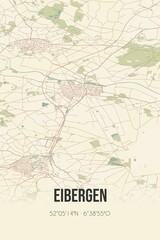 Retro Dutch city map of Eibergen located in Gelderland. Vintage street map.