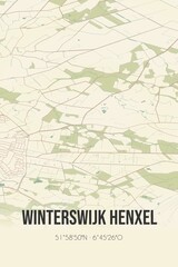 Fototapeta premium Retro Dutch city map of Winterswijk Henxel located in Gelderland. Vintage street map.