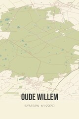 Retro Dutch city map of Oude Willem located in Drenthe. Vintage street map.