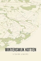 Retro Dutch city map of Winterswijk Kotten located in Gelderland. Vintage street map.