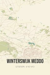 Fototapeta premium Retro Dutch city map of Winterswijk Meddo located in Gelderland. Vintage street map.