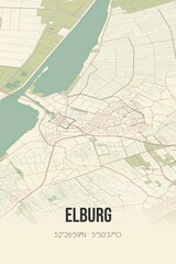 Fototapeta na wymiar Retro Dutch city map of Elburg located in Gelderland. Vintage street map.