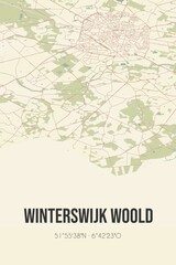 Retro Dutch city map of Winterswijk Woold located in Gelderland. Vintage street map.
