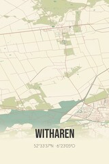 Retro Dutch city map of Witharen located in Overijssel. Vintage street map.