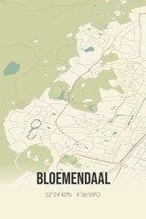 Retro Dutch city map of Bloemendaal located in Noord-Holland. Vintage street map.