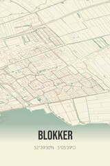 Retro Dutch city map of Blokker located in Noord-Holland. Vintage street map.