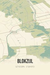 Retro Dutch city map of Blokzijl located in Overijssel. Vintage street map.