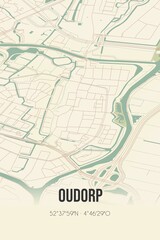 Retro Dutch city map of Oudorp located in Noord-Holland. Vintage street map.