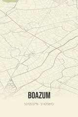 Retro Dutch city map of Boazum located in Fryslan. Vintage street map.