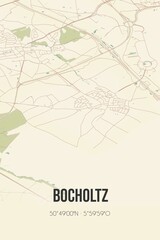 Retro Dutch city map of Bocholtz located in Limburg. Vintage street map.