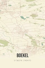 Fototapeta na wymiar Retro Dutch city map of Boekel located in Noord-Brabant. Vintage street map.