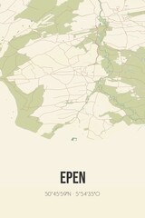 Obraz premium Retro Dutch city map of Epen located in Limburg. Vintage street map.