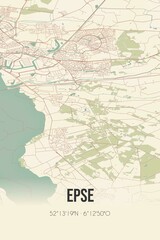 Fototapeta na wymiar Retro Dutch city map of Epse located in Gelderland. Vintage street map.