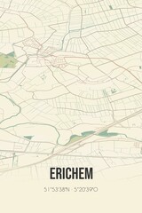 Retro Dutch city map of Erichem located in Gelderland. Vintage street map.