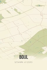 Retro Dutch city map of Boijl located in Fryslan. Vintage street map.