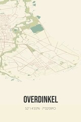 Retro Dutch city map of Overdinkel located in Overijssel. Vintage street map.