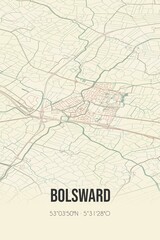Obraz premium Retro Dutch city map of Bolsward located in Fryslan. Vintage street map.
