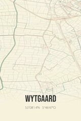 Fototapeta premium Retro Dutch city map of Wytgaard located in Fryslan. Vintage street map.