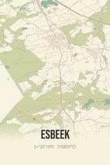 Retro Dutch city map of Esbeek located in Noord-Brabant. Vintage street map.