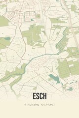 Retro Dutch city map of Esch located in Noord-Brabant. Vintage street map.
