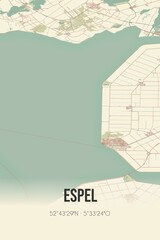 Obraz premium Retro Dutch city map of Espel located in Flevoland. Vintage street map.