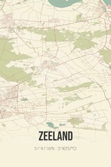 Fototapeta na wymiar Retro Dutch city map of Zeeland located in Noord-Brabant. Vintage street map.
