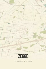 Retro Dutch city map of Zegge located in Noord-Brabant. Vintage street map.
