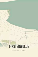 Fototapeta premium Retro Dutch city map of Finsterwolde located in Groningen. Vintage street map.