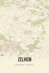 Retro Dutch city map of Zelhem located in Gelderland. Vintage street map.