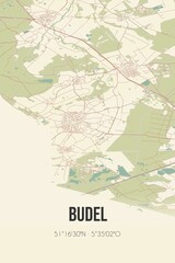 Retro Dutch city map of Budel located in Noord-Brabant. Vintage street map.