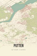 Obraz premium Retro Dutch city map of Putten located in Gelderland. Vintage street map.