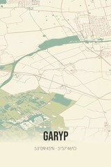 Retro Dutch city map of Garyp located in Fryslan. Vintage street map.