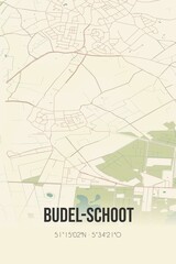 Retro Dutch city map of Budel-Schoot located in Noord-Brabant. Vintage street map.
