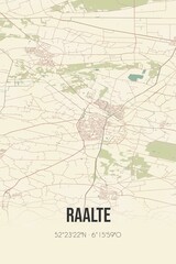 Retro Dutch city map of Raalte located in Overijssel. Vintage street map.