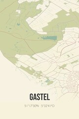 Retro Dutch city map of Gastel located in Noord-Brabant. Vintage street map.