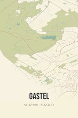 Obraz premium Retro Dutch city map of Gastel located in Noord-Brabant. Vintage street map.
