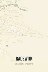 Retro Dutch city map of Radewijk located in Overijssel. Vintage street map.