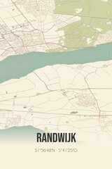 Retro Dutch city map of Randwijk located in Gelderland. Vintage street map.