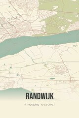 Obraz premium Retro Dutch city map of Randwijk located in Gelderland. Vintage street map.