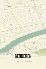 Fototapeta premium Retro Dutch city map of Genderen located in Noord-Brabant. Vintage street map.