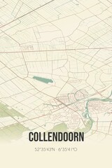 Fototapeta premium Retro Dutch city map of Collendoorn located in Overijssel. Vintage street map.