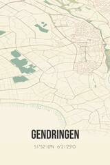 Retro Dutch city map of Gendringen located in Gelderland. Vintage street map.