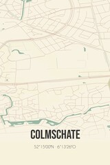 Retro Dutch city map of Colmschate located in Overijssel. Vintage street map.
