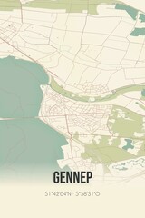 Obraz premium Retro Dutch city map of Gennep located in Limburg. Vintage street map.
