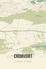 Retro Dutch city map of Cromvoirt located in Noord-Brabant. Vintage street map.