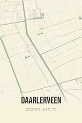 Retro Dutch city map of Daarlerveen located in Overijssel. Vintage street map.