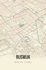 Retro Dutch city map of Rijswijk located in Zuid-Holland. Vintage street map.