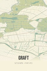 Retro Dutch city map of Graft located in Noord-Holland. Vintage street map.