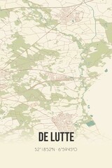 Obraz premium Retro Dutch city map of de Lutte located in Overijssel. Vintage street map.